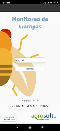 Android application Monitoreo de trampas screenshort