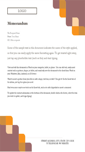 Android application Business Memorandum Templates screenshort