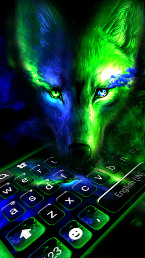 Neon Light Wolf Keyboard Backg Screen 2