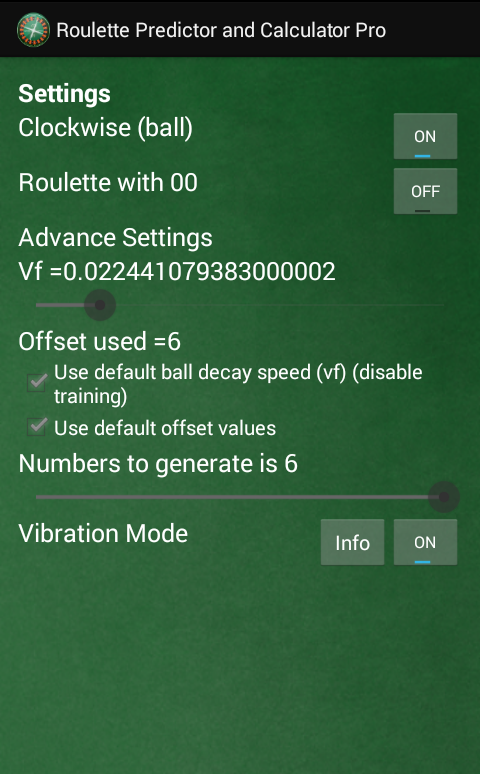 Android application Roulette Predictor & Calc Pro screenshort