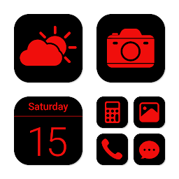 Imaginea pictogramei Wow Red Black Theme, Icon Pack