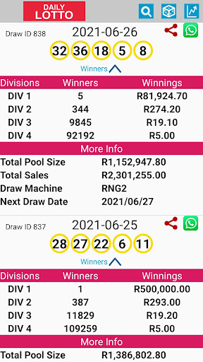 SA Lotto | Powerball | Results Screen 3