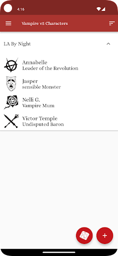 Vampire v5 Characters Screen 2