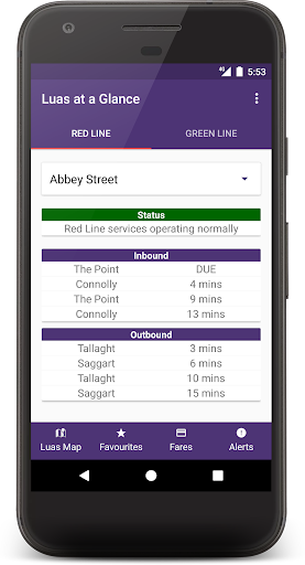 Android application Luas at a Glance screenshort