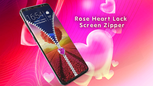 Red Rose Zipper Screen Lock