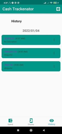 Android application Cash Trackenator screenshort