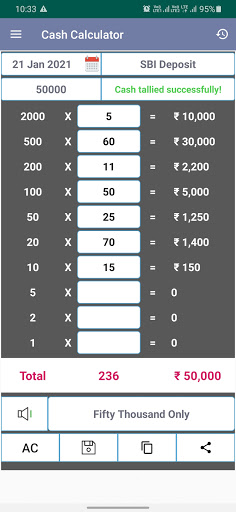 Cash Calculator & Counter Screen 2