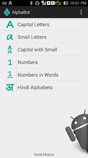 AlphaBot · Alphabets Screen 2