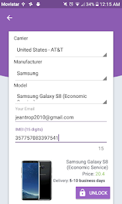Captura 2 att unlock code (Liberar Teléf android