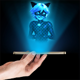 Cat Noir Hologram 3D joke icon