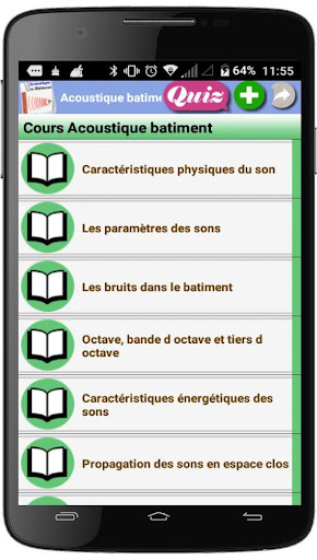 Android application Cours Acoustique bâtiment screenshort