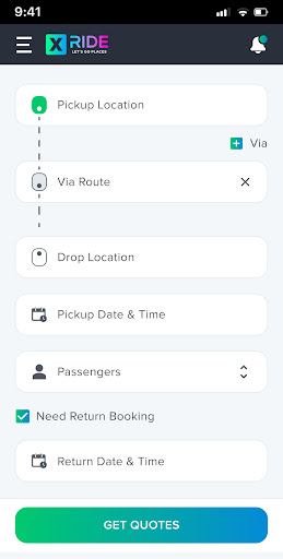 Android application XRide - UK Taxi App screenshort