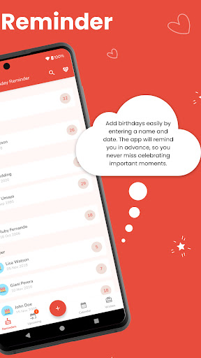 Screenshot of Birthday Reminder