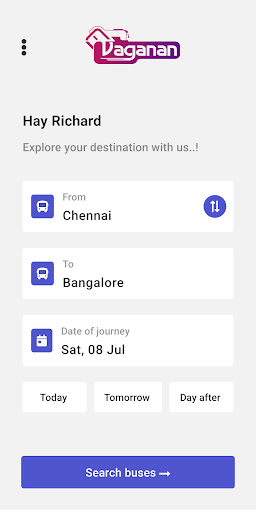 Android application Vaganan - Online Bus Booking screenshort