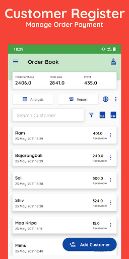 Order Book - Manage Business Screen 3