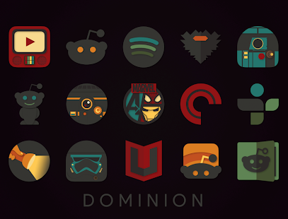 Dominion - Screenshot van donkere retro-pictogrammen