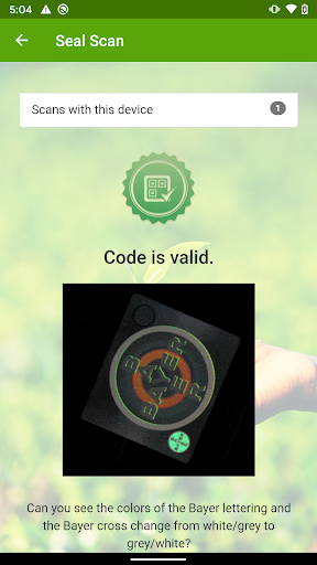 Bayer CropScience Seal Scan Screen 2