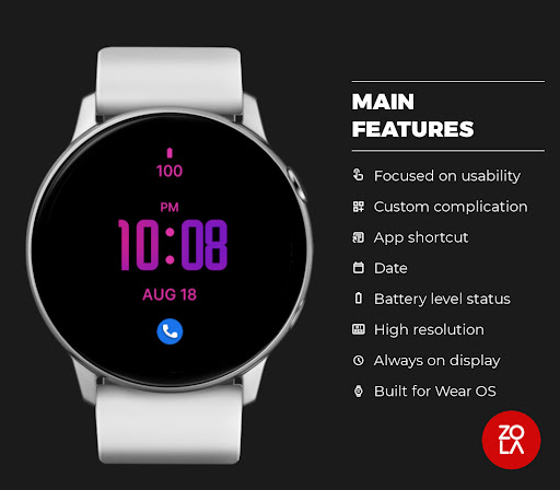 Pink Purple Modern Watch Face Screen 2