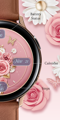 Pink Rose Curve_Watchface Screen 3