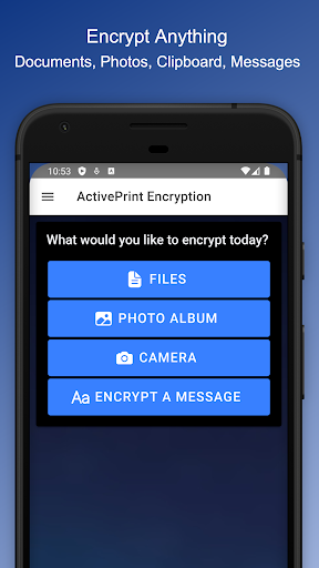 Android application ActivePrint Encryption screenshort