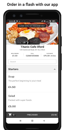 Android application Titanic Cafe Ilford screenshort
