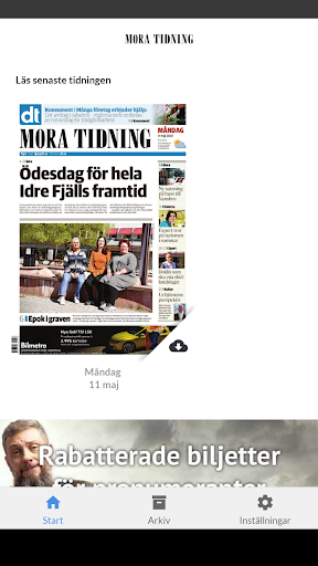 Android application Mora Tidning e-tidning screenshort