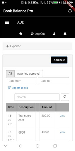 Android application BookBalancePro screenshort