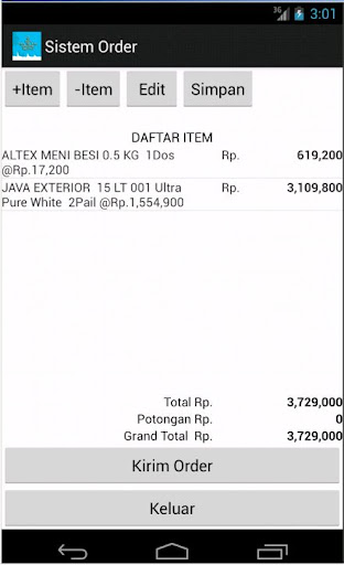 Android application Aplikasi Order 1.0 screenshort