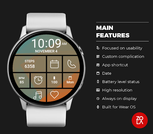 Blue Orange Tile Watch Face screenshot 1