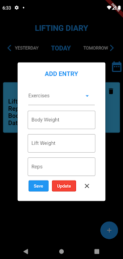Lifting Diary Screen 2