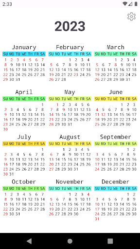 Android application Calendarius screenshort