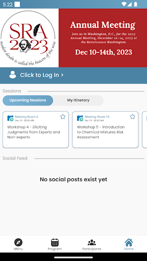Android application SRA Annual Meeting 2023 screenshort