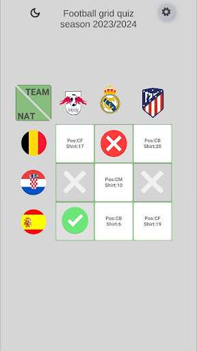 Android application Football grid quiz screenshort