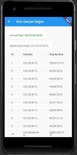 Android application 0.69Evin Gerçek Değeri Hesapla screenshort
