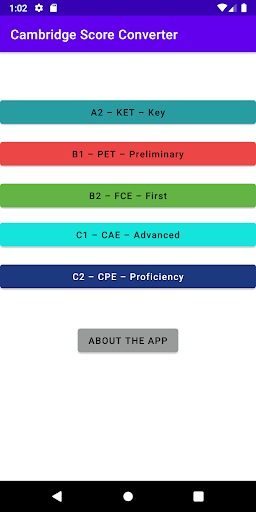 Android application Cambridge Score Converter screenshort