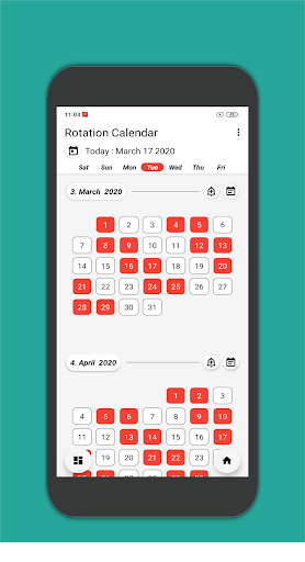 Android application Rotation Calendar screenshort