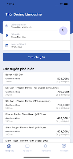 Android application Thái Dương Limousine screenshort