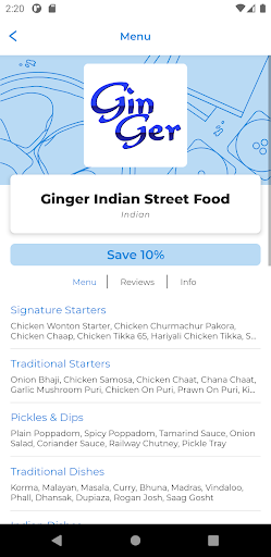 Ginger Indian Street Food Screen 2