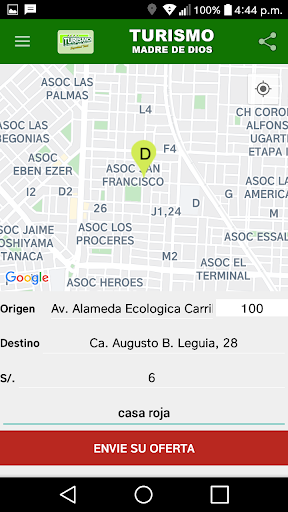 Android application Turismo Madre de Dios Pasajero screenshort