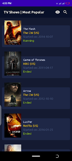 Android application Series Guide App - GU screenshort