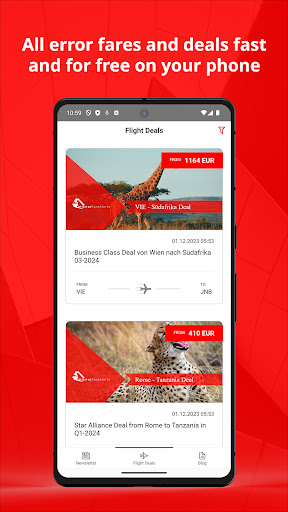 Android application ErrorFareAlerts screenshort