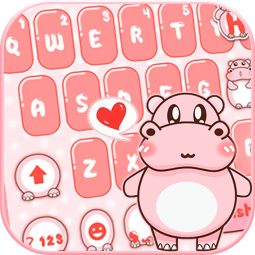 Pink Cute Hippo Theme  Icon
