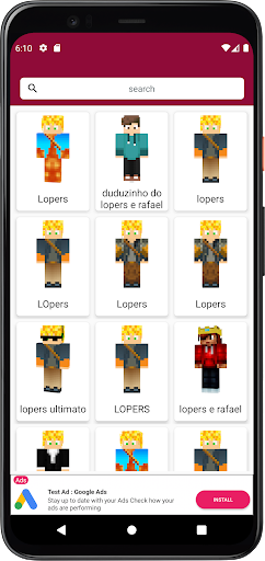 Android application Skin de Lopers para Minecraft screenshort
