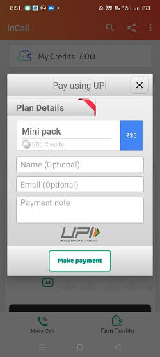 Call Using Private Number Screen 3
