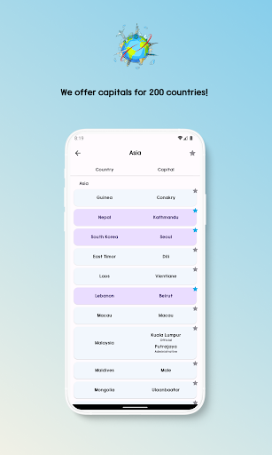 World Capitals Quiz Screen 2