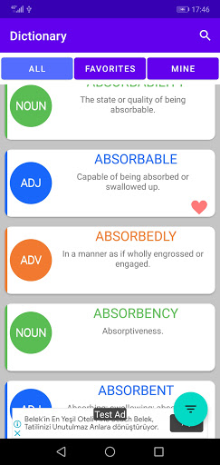 Android application English Dictionary screenshort