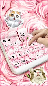 Rose Pink Flowers Keyboard Bac