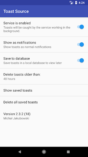 Android application Toast Source screenshort