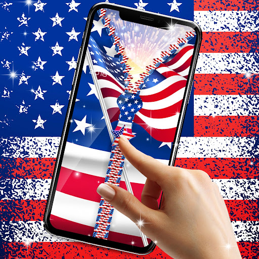 USA flag zipper lock screen Screen 3