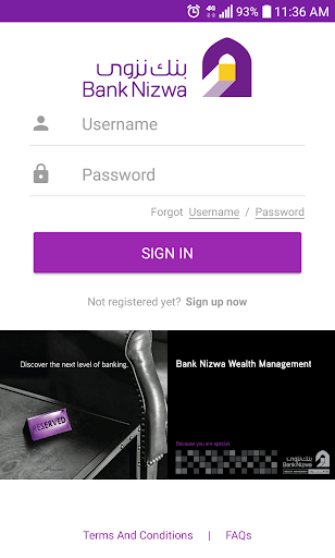 Android application Bank Nizwa Wallet screenshort